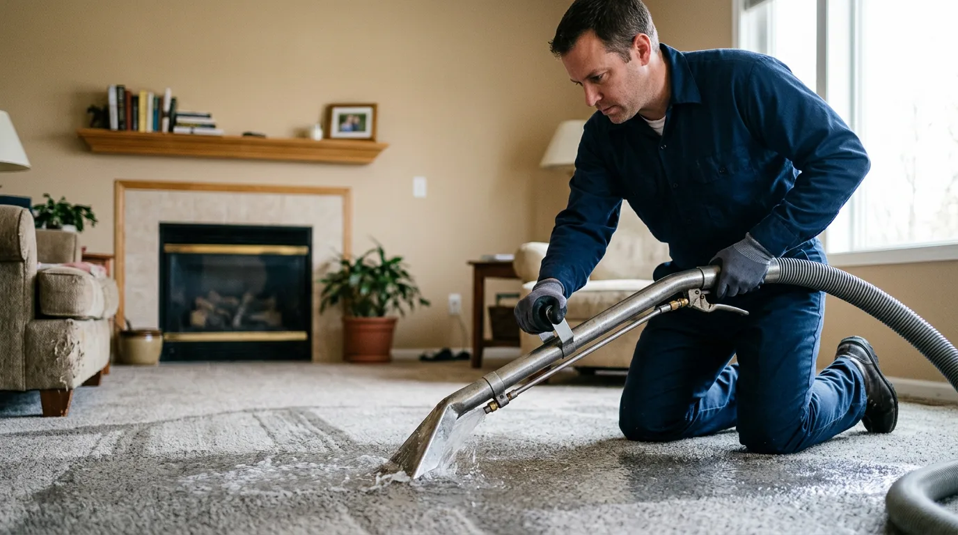 Water damage restoration technician working near Kalona, IA